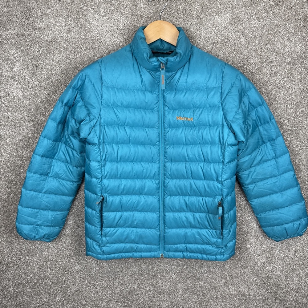 Marmot Lightweight Duck Down Puffer Jacket Girls Size XL Teal Blue